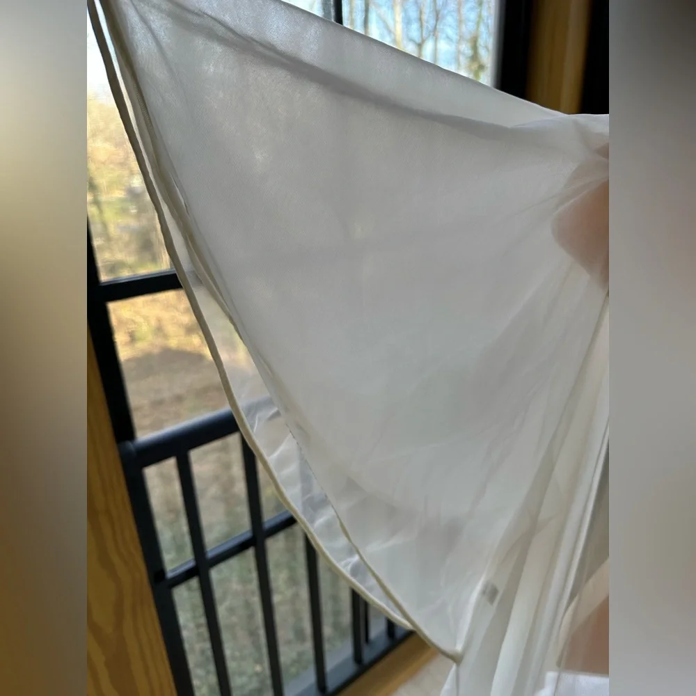 Vintage White Sheer Duster Lagenlook Feminine Layer With Cape Flutter Sleeves~ M - Picture 5 of 11